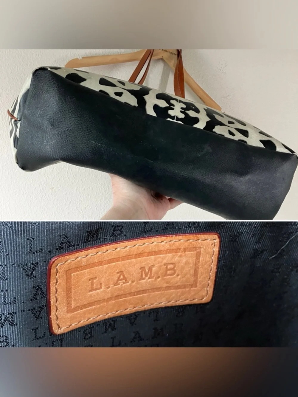 Gwen Stefani L.A.M.B. Animal Print Tote Bag Leather Trim Designer Chic Rocker - Picture 5 of 16